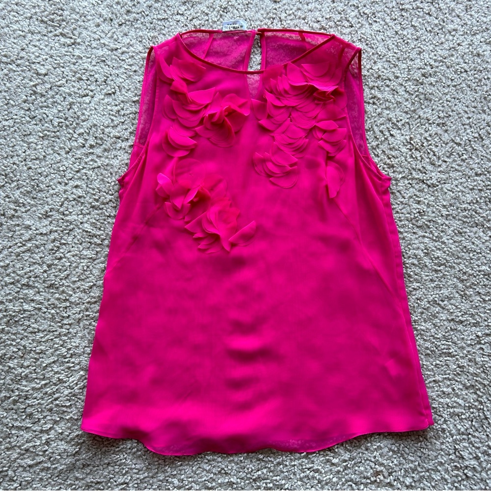 Akris Punto Hot Pink Sleeveless 3D Accented Blouse